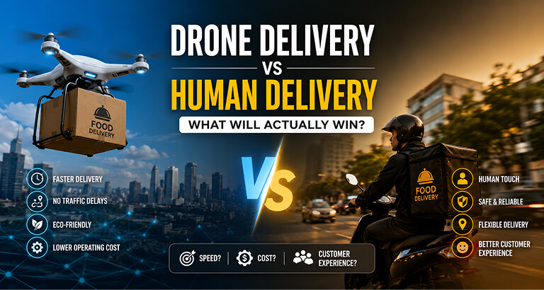 drone delivery vs human delivery comparison 2026